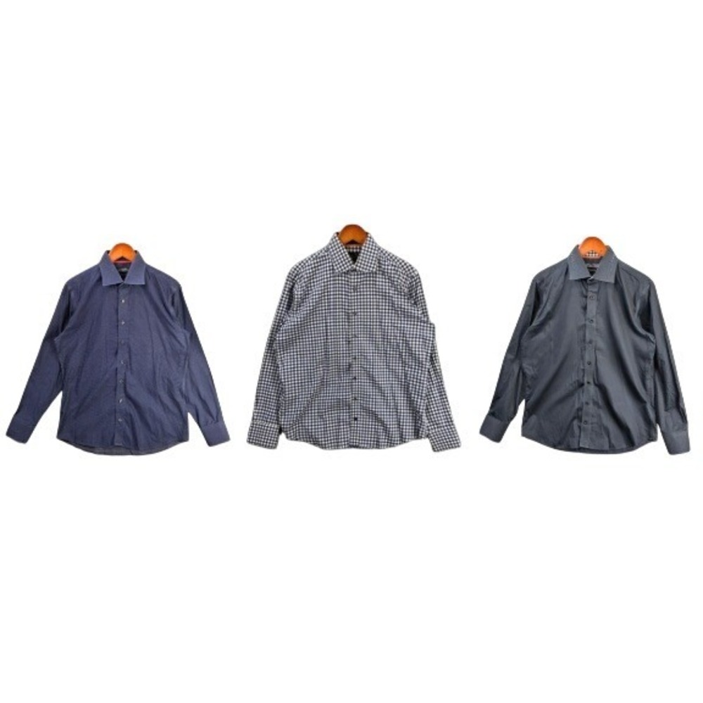 Levinas Contemporary Fit Button Down Dress Shirts Mens L Multicolor Lot of 3